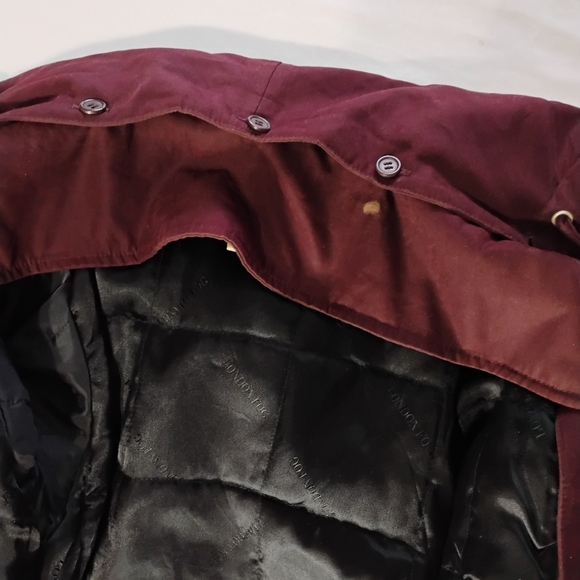 London Fog Burgundy Zip Up Hooded Rain Jacket Women's M - Picture 8 of 13